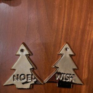 Two Gold Christmas Tree Ornaments